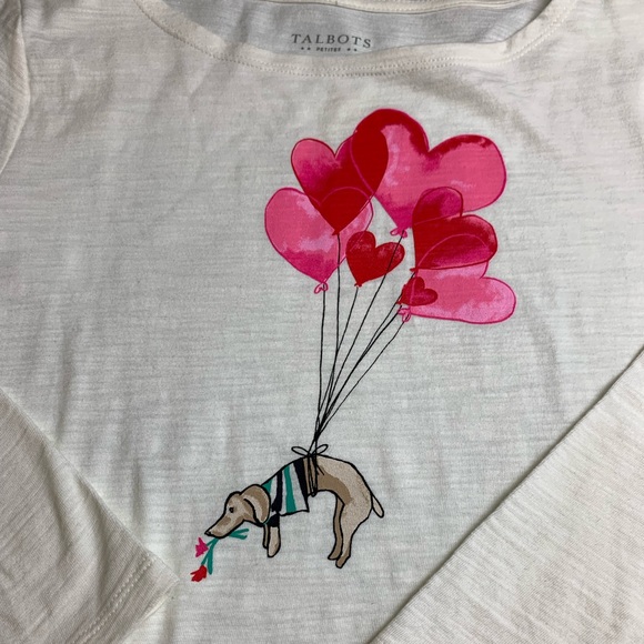 NWOT Talbots 3/4 sleeve graphic wiener dog shirt - Picture 3 of 5
